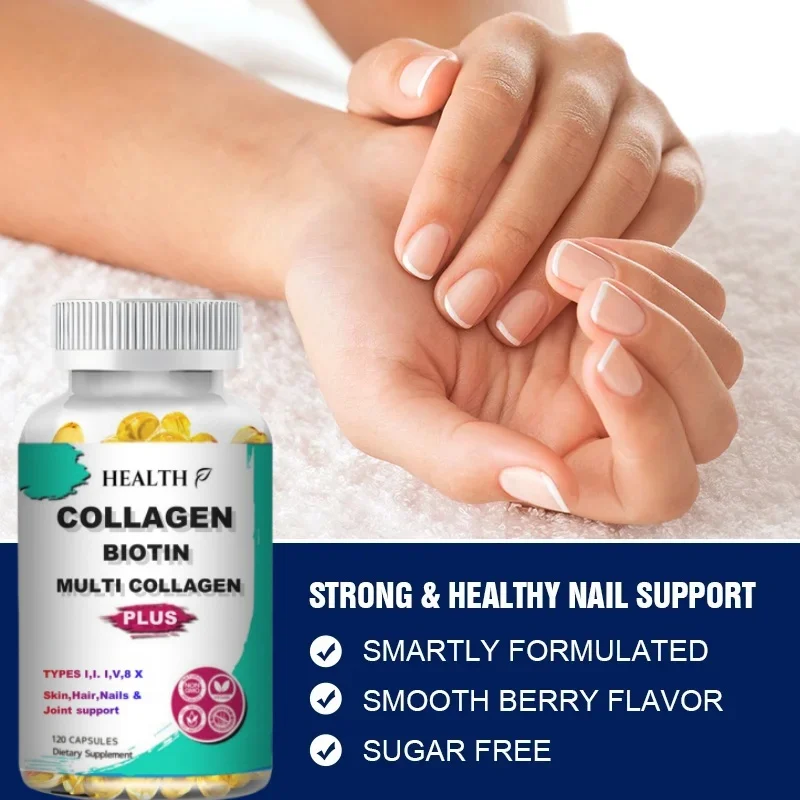 HEALTH Collagen Multi Collagen Capsules - Types I, II, III, V & X - Skin Healthy Dietary Supplement, Skin, Nails 120 Capsules