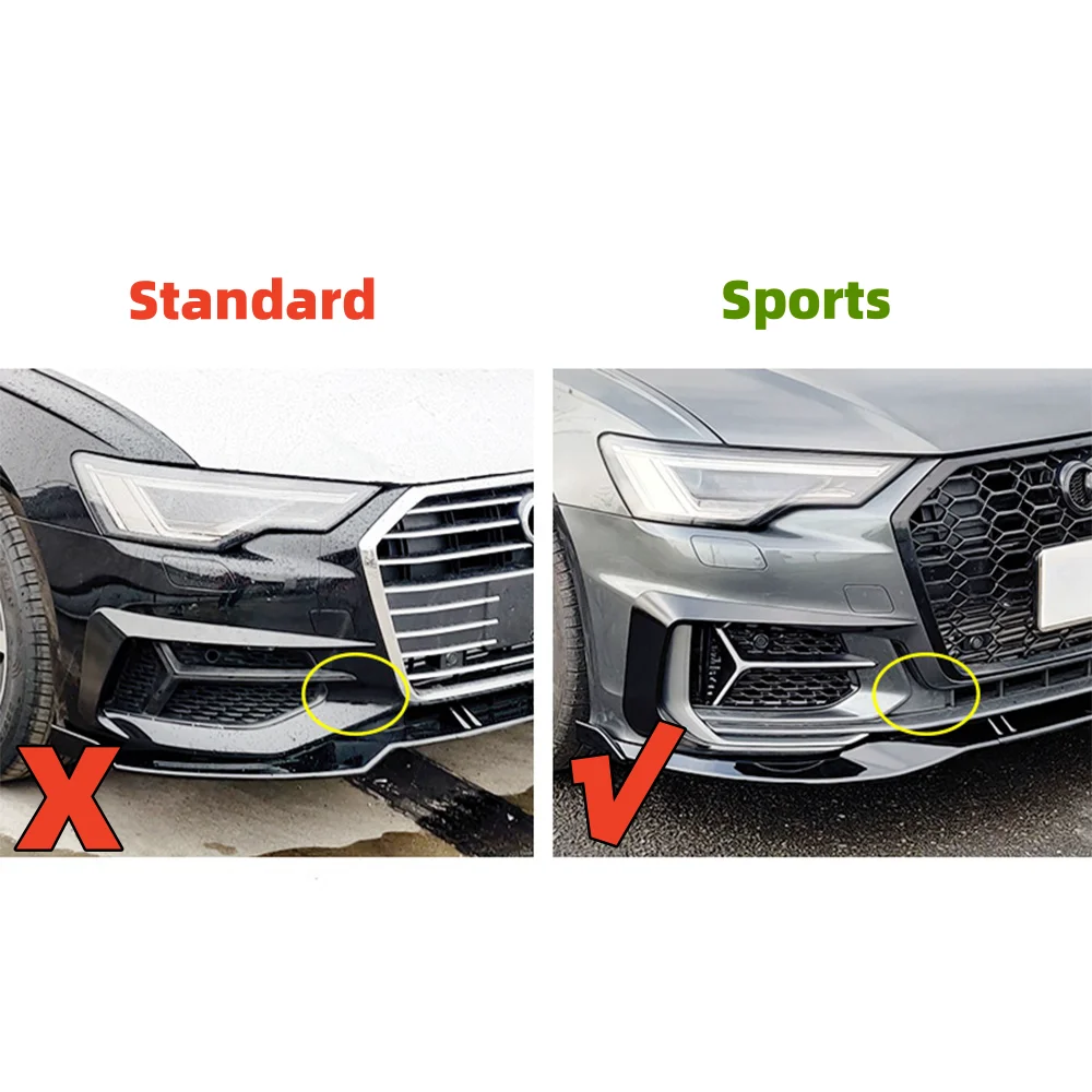 For Audi A6 C8 S6 2019-2022 Sports S-Line Bumper Car Front Bumper Fog Light Frame Fog Lamp Grille Protector Cover Car Accessorie