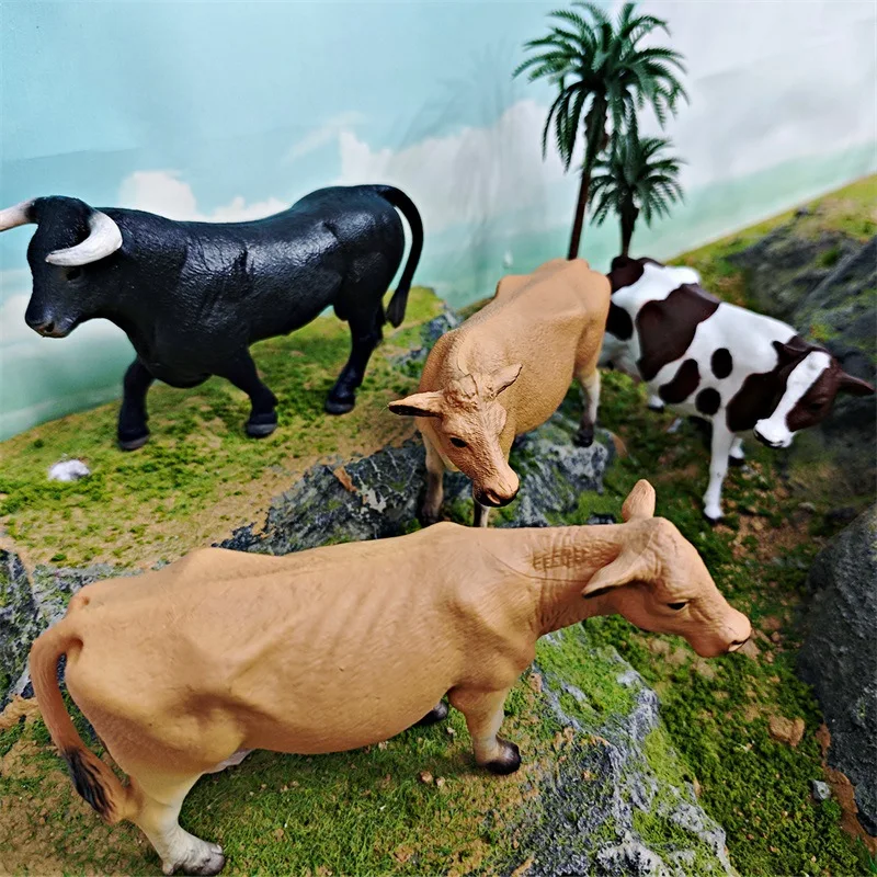 Solid Animal Model Foreign Trade Simulation Cattle Simulated Toy Display Piece Static Sand Tray Decoration Bull Cow Figurine