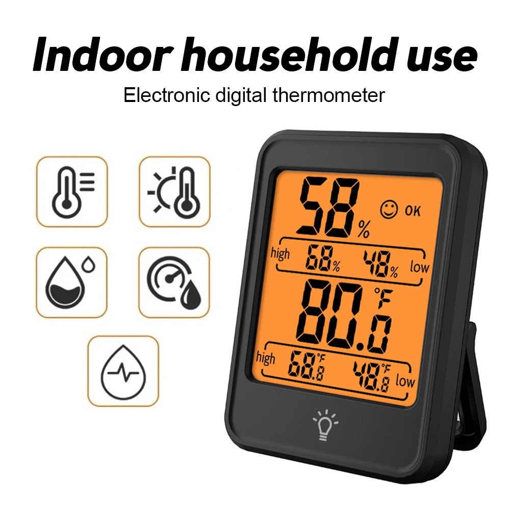 Digital Indoor Outdoor Thermometer Hygrometer Backlight Electronic Temperature Humidity Monitor Weather Station for Home