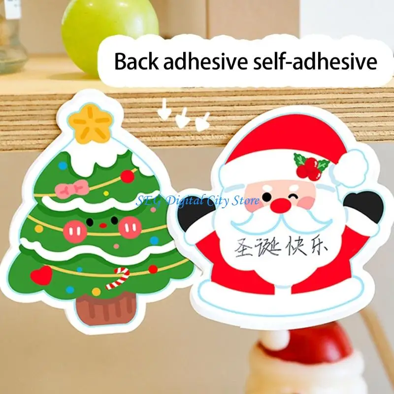 U75B 120 Sheets Christmas Themed Note 3x3.5Inch Adhesive Decorative Memopad Reminder on Journal Notebook Planner Fridge