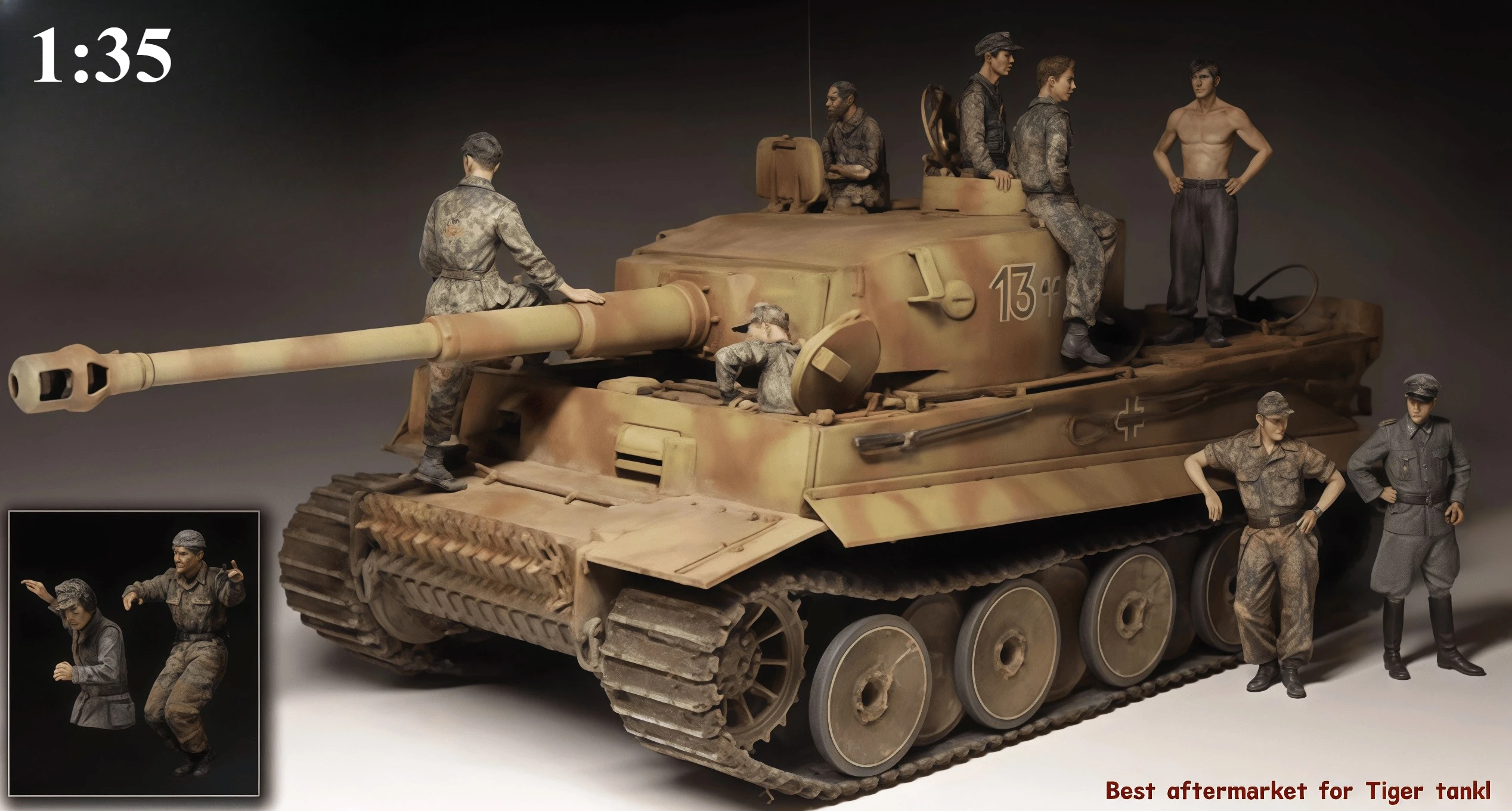 

1:35, комплект литой модели из смолы, Gk, 10 человек тигрового танка, собранная серая модель из смолы, неокрашенная