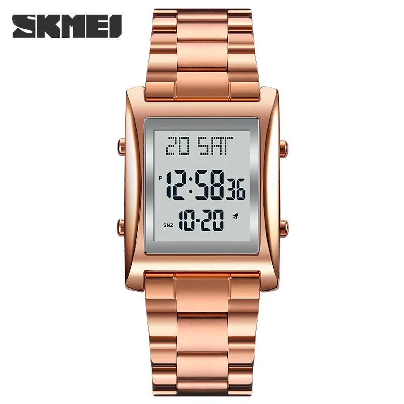 Skmei  Stylish and Versatile Square Men's Watch Business Steel Belt Electronic Watch Men