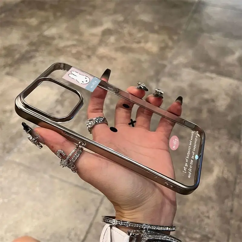 Nieuwe Miffy telefoonhoes met schattige cartoonuitdrukkingen en zachte schaal voor anti-drop, geschikt voor Apple 16 15 14 13 12 11 X Pro Max