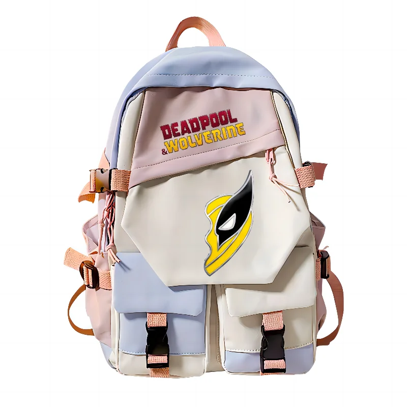 Deadpool & Wolverine Cartoon Backpack Teenarges Schoolbag Boy Children Book Splicing Knapsack Men Travel Laptop Rucksack Mochila