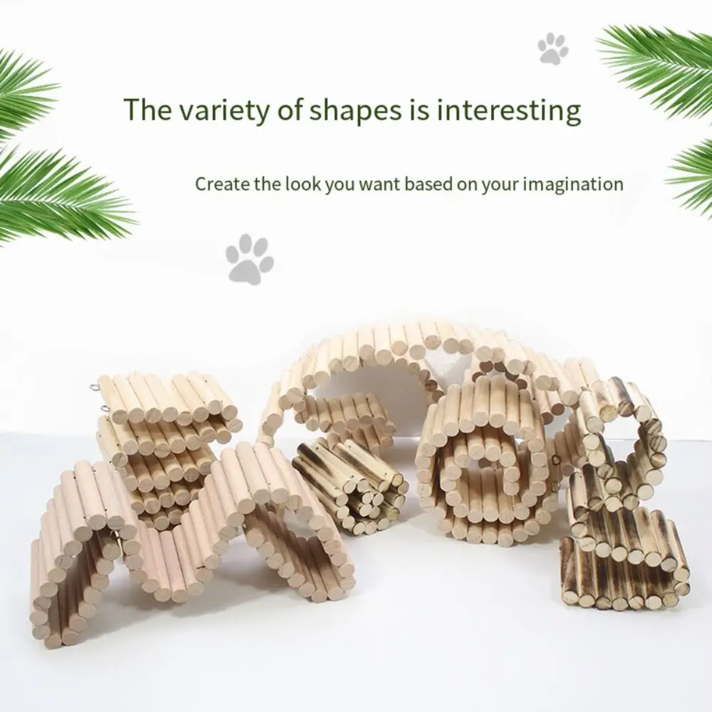 Wooden Hamster Climbing Ladder Bendable Easy To Install Hamster Suspension Bridge Cage Decoration Wire Series Connection