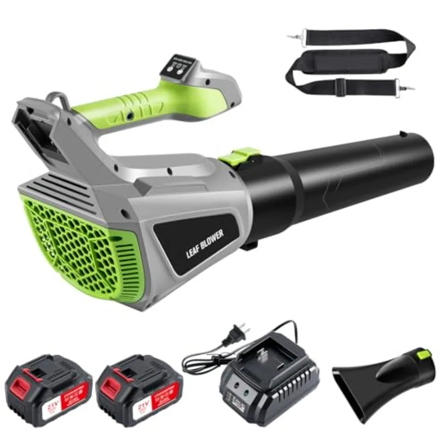 

21V Cordless Leaf Blower, 380CFM Brushless Leaf Blower w/2 4.0Ah Batteries & Fast Charger, Battery Powered Handheld Leaf Blowers