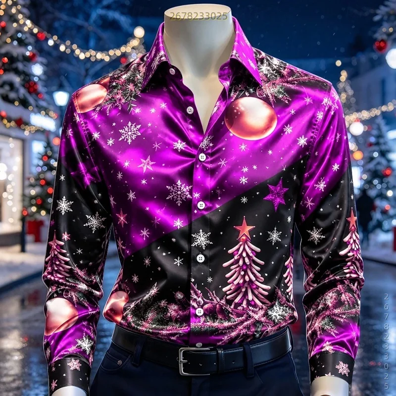 Men's Christmas Tree & Snowflake Shirt — product detail 6