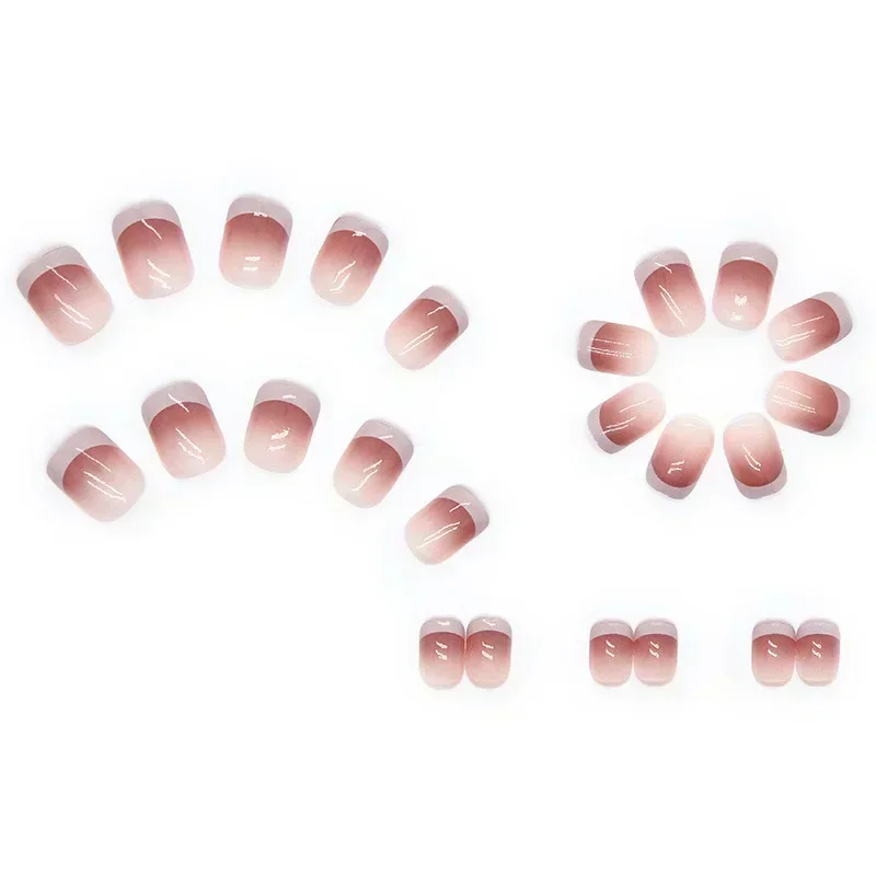 24Pcs/Box Short Square Head Fake Nails Press On  Free Shipping  Tips With Glue Sticker Nail Set Nail Art