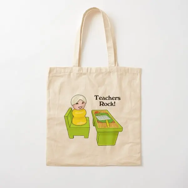 Fisher Price Little People Teacher At He  Canvas Bag Travel Tote Grocery Shoulder Bag Casual Foldable Reusable Ladies Women