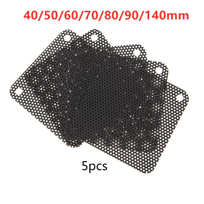 5Pcs/set 40/50/60/70/80/90/140mm PVC Fan Dust Filter PC Dustproof Case Cuttable Computer Mesh Cover Mesh Black