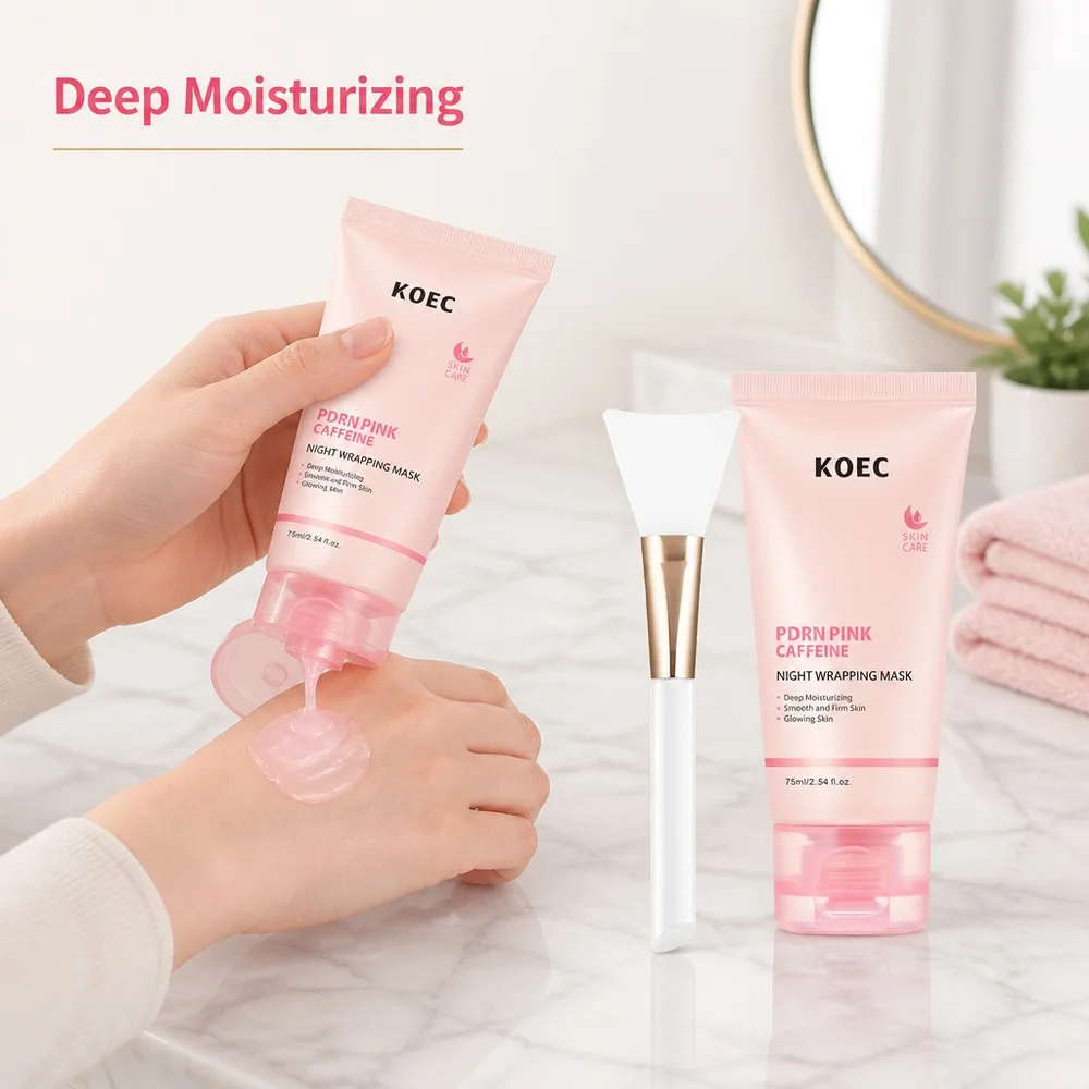 US Local KOEC PDRN Pink Caffeine Overnight Face Mask, Sleeping Wrapping Mask, Night Facial Mask, Moisturizing Skin Care, Hydrating Beauty Care for All Skin Types