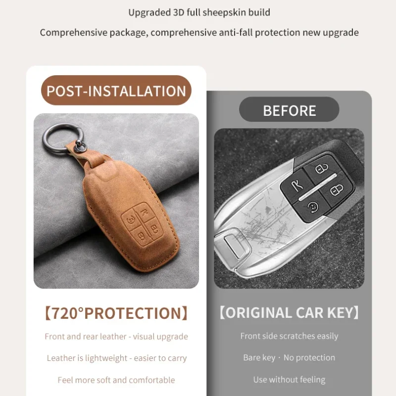 Car Key Case Cover For Ferrari F430 488 458 F12 Roma 812 F8 Leather Car Key Shell Accessories