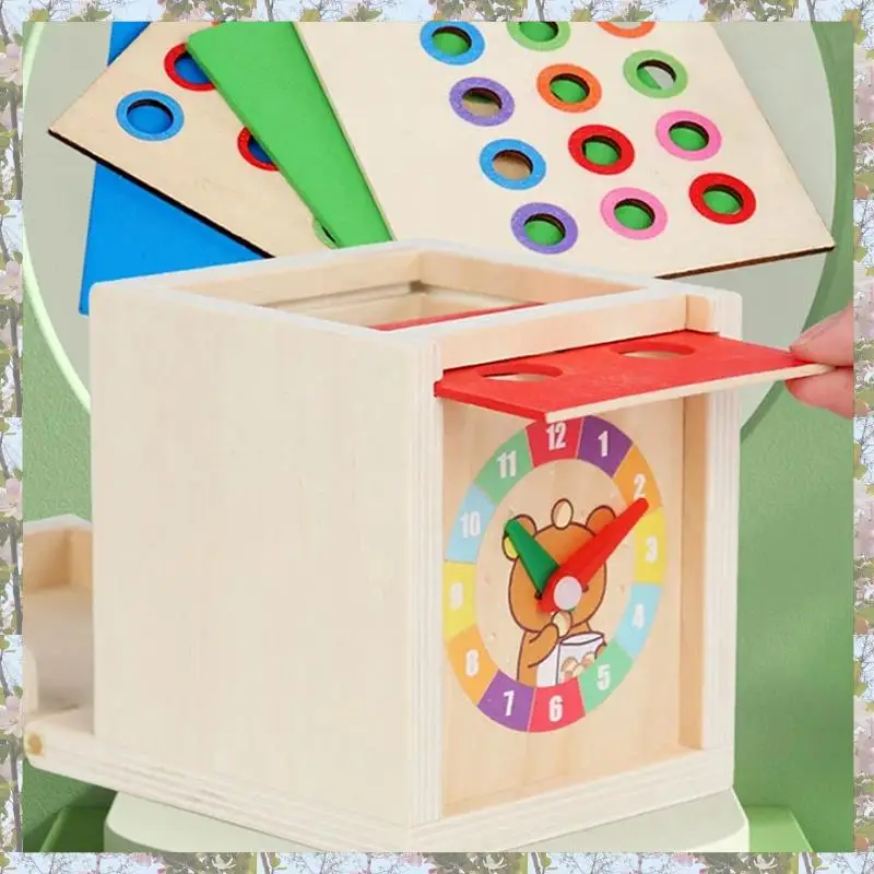 T84C-6-In-1 ไม้ Montessori ชุดวัตถุถาวรกล่องเล่นชุดเหรียญกล่องแครอท Harvest Shape Sorter Ball DROP Dur