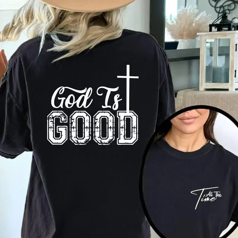 

Vintage Washed God Is Good T-shirt for Men Women, Religious Graphic Unisex Tees, Christian Faith All The Time Apparel