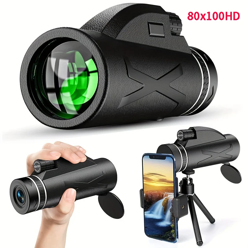 80x100 Zoom 50000M HD Bak4 Portable Powerful Binoculars Long Range Professional Telescope Monocular Spyglass Rainproof Hunting