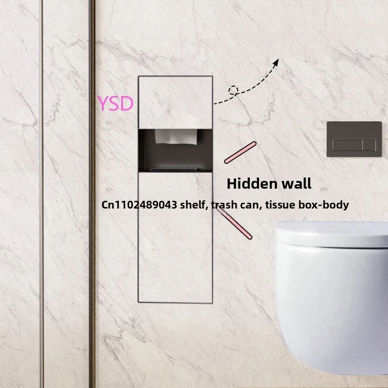 

Скрытый мусорный бак из нержавеющей стали 304, ниша для салфеток, встроенный металлический шкафчик для туалета, можно изготовить на заказ.