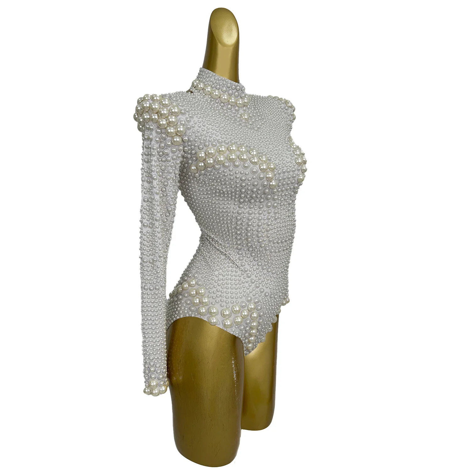 Fashion Elegant Pearl Jumpsuit Acrobatics Performance Pole Dance Stage Performance Costume Beach Pool Party Tight Shorts juanzhu