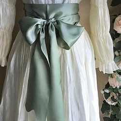 Chic Satin Silk Wide Belt Women Party Evening Dress Decor Bowknot Sash Strap Belt Chic Lace Up Bow Waistbands Corset Ribbon