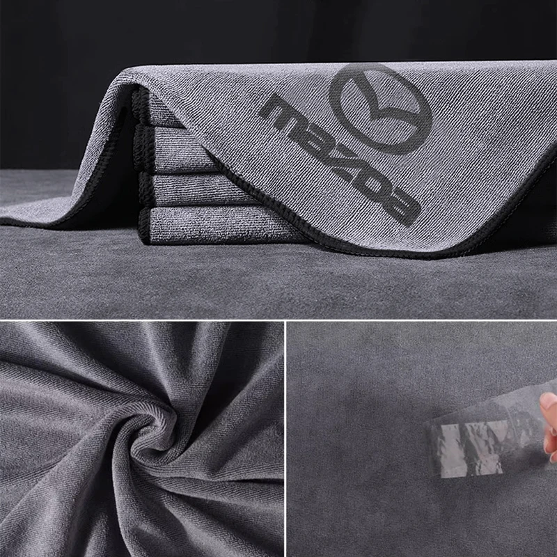 1pcs Car Wash Towel Microfiber Cotton Cleaning Rag Cloth For Mazda 3 6 BL BM GJ CX3 CX-5 CX-8 KE KF CX7 CX9 MX5 Car Accessories