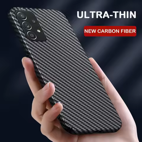 Luxury Carbon Fiber Ultra Slim PC Case for Samsung Galaxy S22 S21 Plus Note 20 Ultra A72 M53 A73 A52 A33 A32 M32 A51 Phone Cover