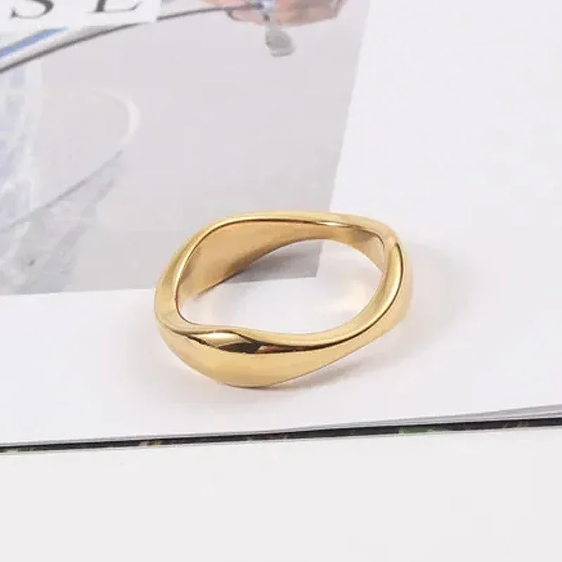 New Arrival Jewelry Geometric Stainless Steel Irregular Wavy Finger Ring for Women