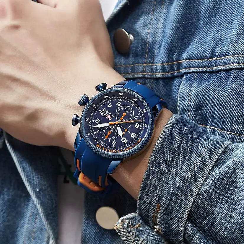 MINI FOCUS Electronic Quartz Mens Watches Auto Date Wristwatch Water Resistant Clock Gift for Men Relogio Masculino 0379G