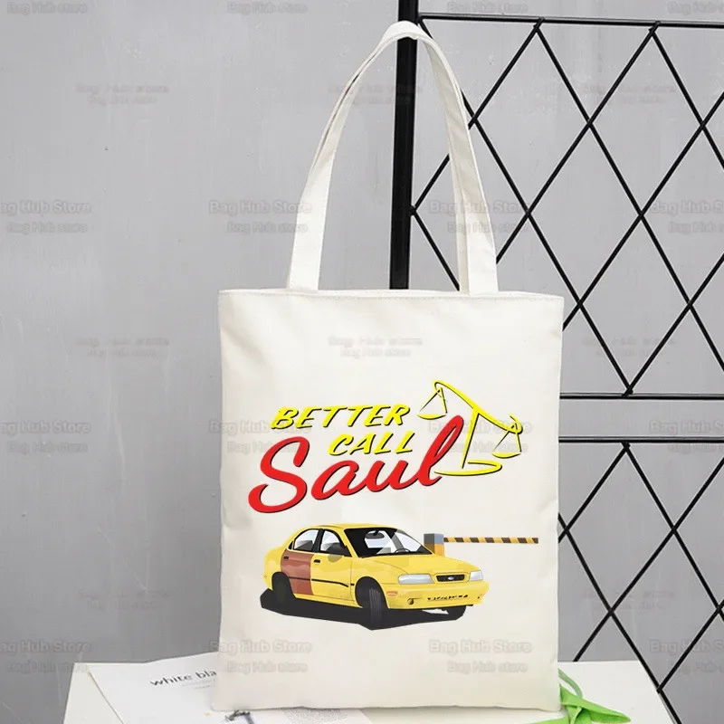 Better Call Saul Breaking Unisex Handbags Custom Canvas Tote Bag Print Daily Use Reusable Travel Casual Shopping Bag