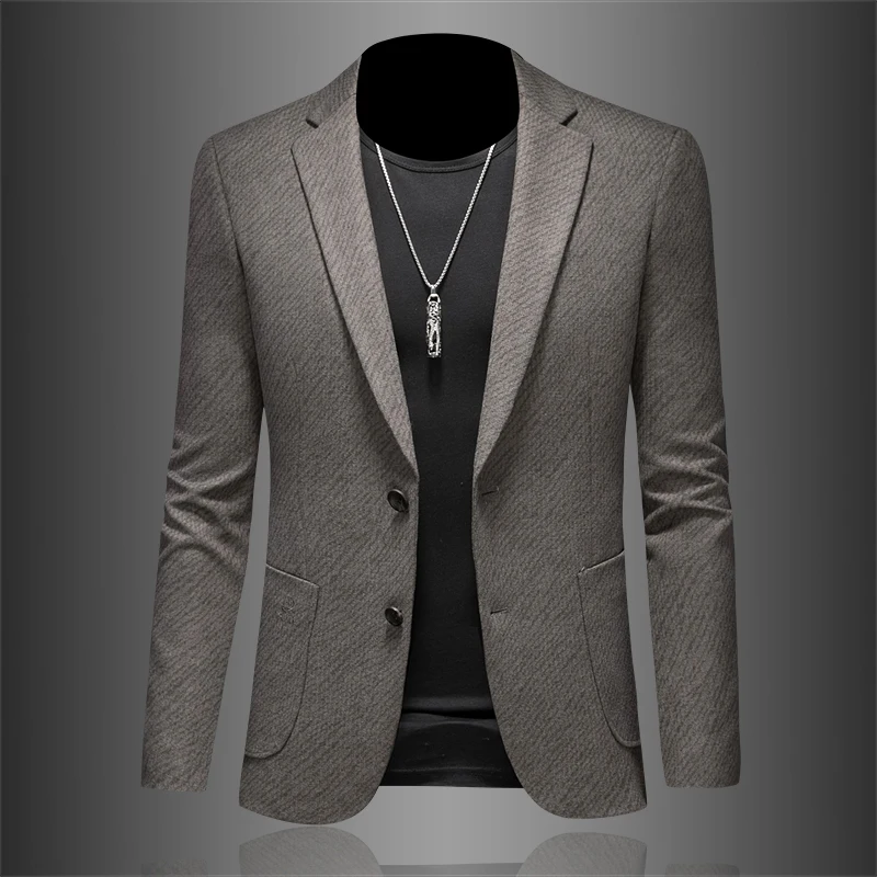 

Faionable Slim Fit Men's Busin Casual Suit Jaet High End Sle Korean Design Spring New Arrival Polyester Blend Long S...