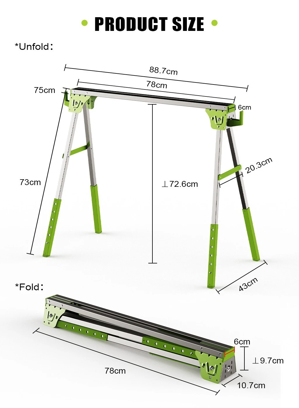 Foldable Work Platform Metal Saw Frame Sawhorse Load-bearing Iron Portable Workbench