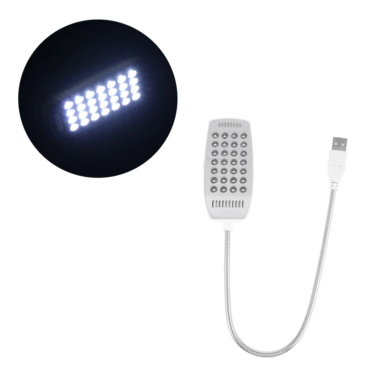 Luz usb para computador, 28 contas brilhantes de led, proteção para os olhos, pescoço de ganso flexível, ajuste de ângulo múltiplo, luz para laptop, usb branco