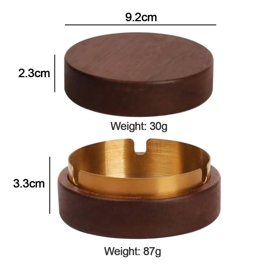 Walnut Wood Ashtrays With Lid Covered Windproof Ashtray With Stainless Steel Liner Indoor Outdoor Ash Tray