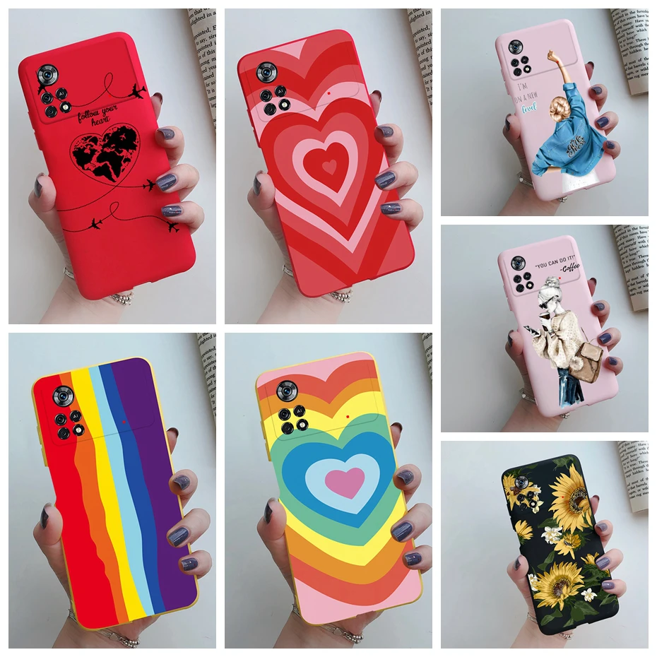 For Xiaomi Poco X4 Pro 5G Case Cute Love Heart Soft Silicone Back Cover For PocoPhone Poco X4Pro PocoX4 Poko X 4 X4 Pro 5G Cases