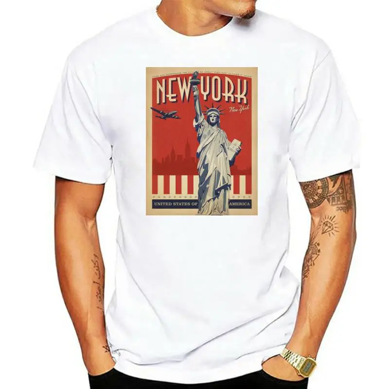 Vintage Travel New York T Shirt Retro Prints Home Holiday T-shirt Youth Short Sleeve Tshirt