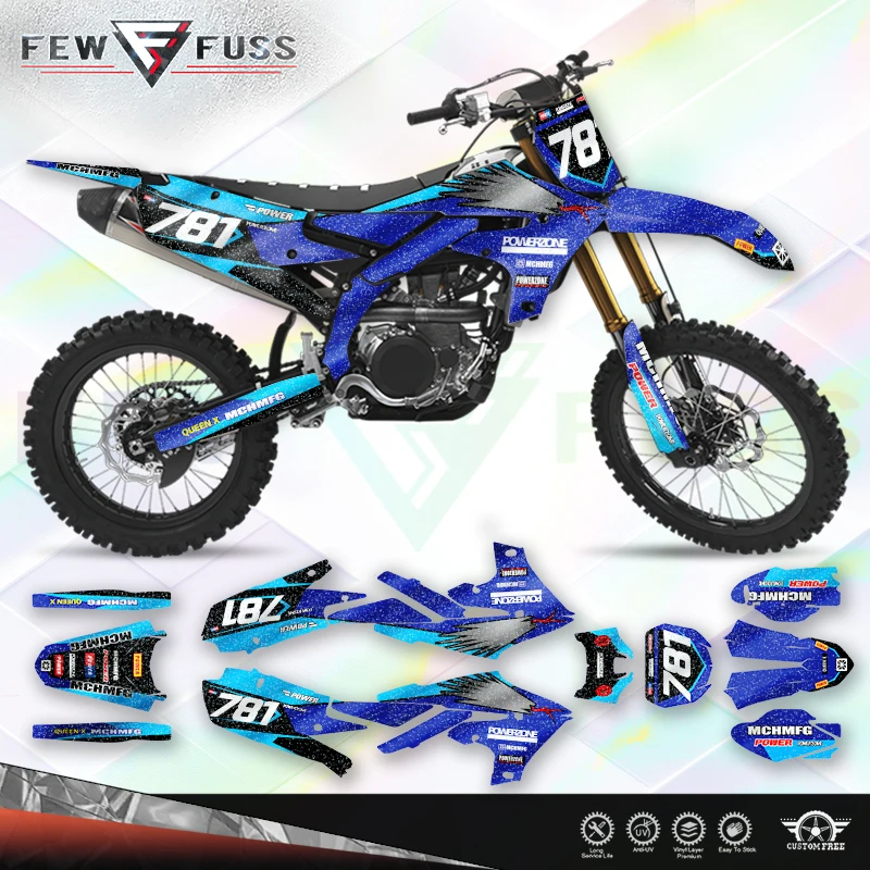 Fewfuss Full Holographic Chrome Racing Graphics Kit for Yamaha YZF250 19-23 YZF450 18-22 WRF450 19-22 WRF250 20-23 Motorbike 003