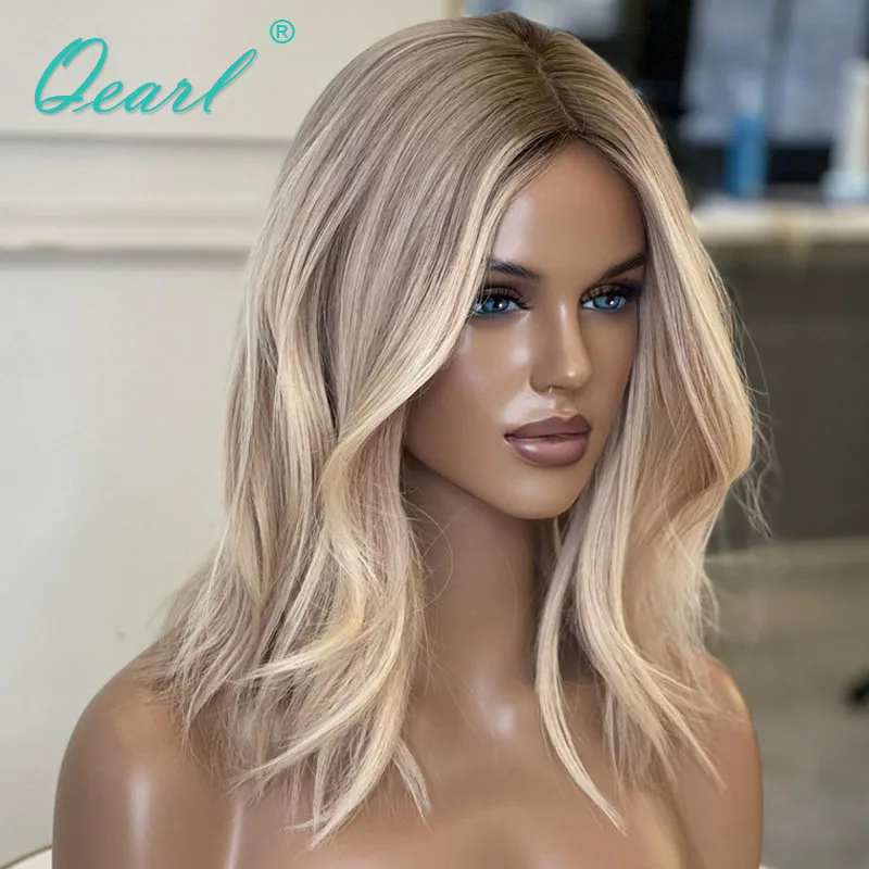 

Pre Plucked Hairline Human Hair Wigs Ash Blonde with Ashy Roots Natural Woman Lace Front Wigs Glueless REal Human Hair Wig