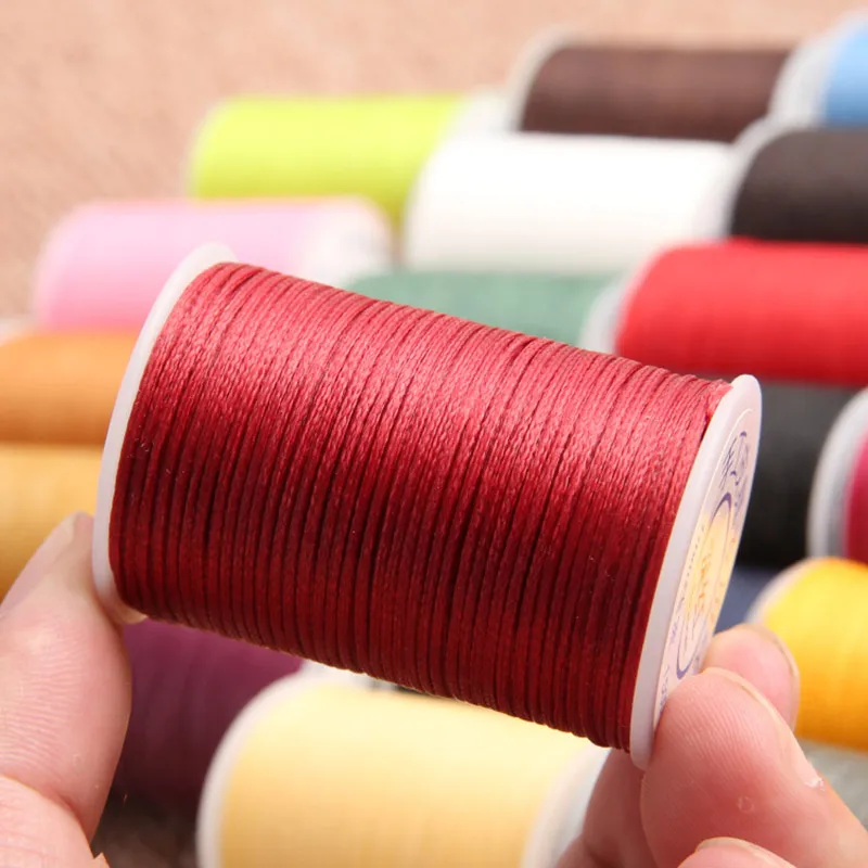 DIY Sewing Thread Durable Leather Flat Waxed Thread Cotton Cord String for DIY Handicraft Tool Hand Stitching Wax-Coated 1-1.2mm