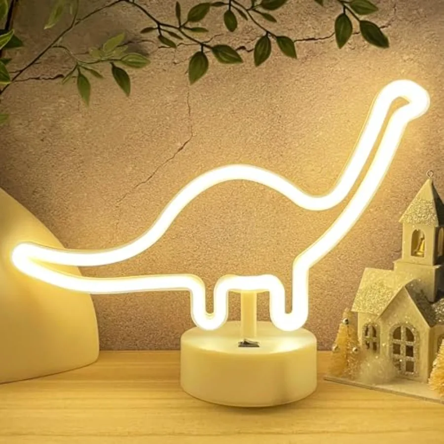 

Dinosaur Neon Sign Dino Light LED Dinosaur Neon Light Room Decor for Boys Girls Bedroom Nursery, Table Desk Stand USB/Battery L