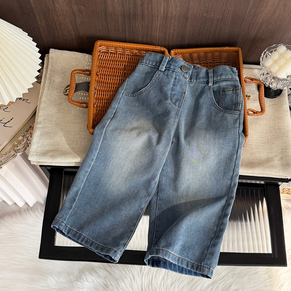 Spring and Autumn New Girls' Straight Leg Jeans Korean Version Fashion Basic Versatile 3-7 Year Old Children's Casual Clothes - view 2