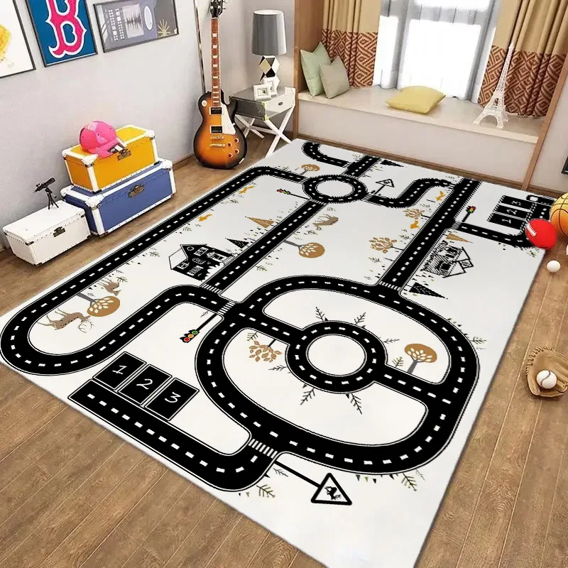 Kids Carpet Playmat Rug Large City Life Carpet Learning Exercise Mat Educational Rug Play Game Rug for Kid Boy Bedroom Playroom