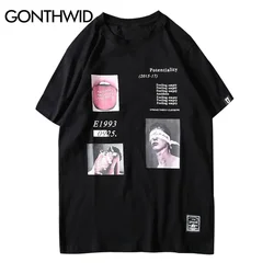 GONTHWID Creative Funny Print Short Sleeve Tees Shirts Streetwear Men Women Hip Hop Harajuku Casual Cotton Tshirts Male Fashion