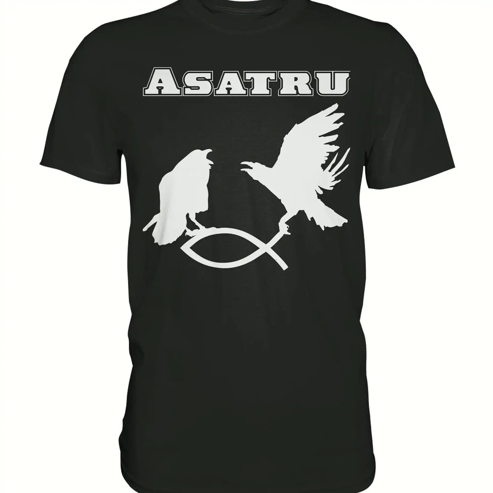 Asatru Hugin amp Munin fangen Christenfisch Premium T Shirt Wikinger Vikings vintage Washed Comfortable Slightly Soft