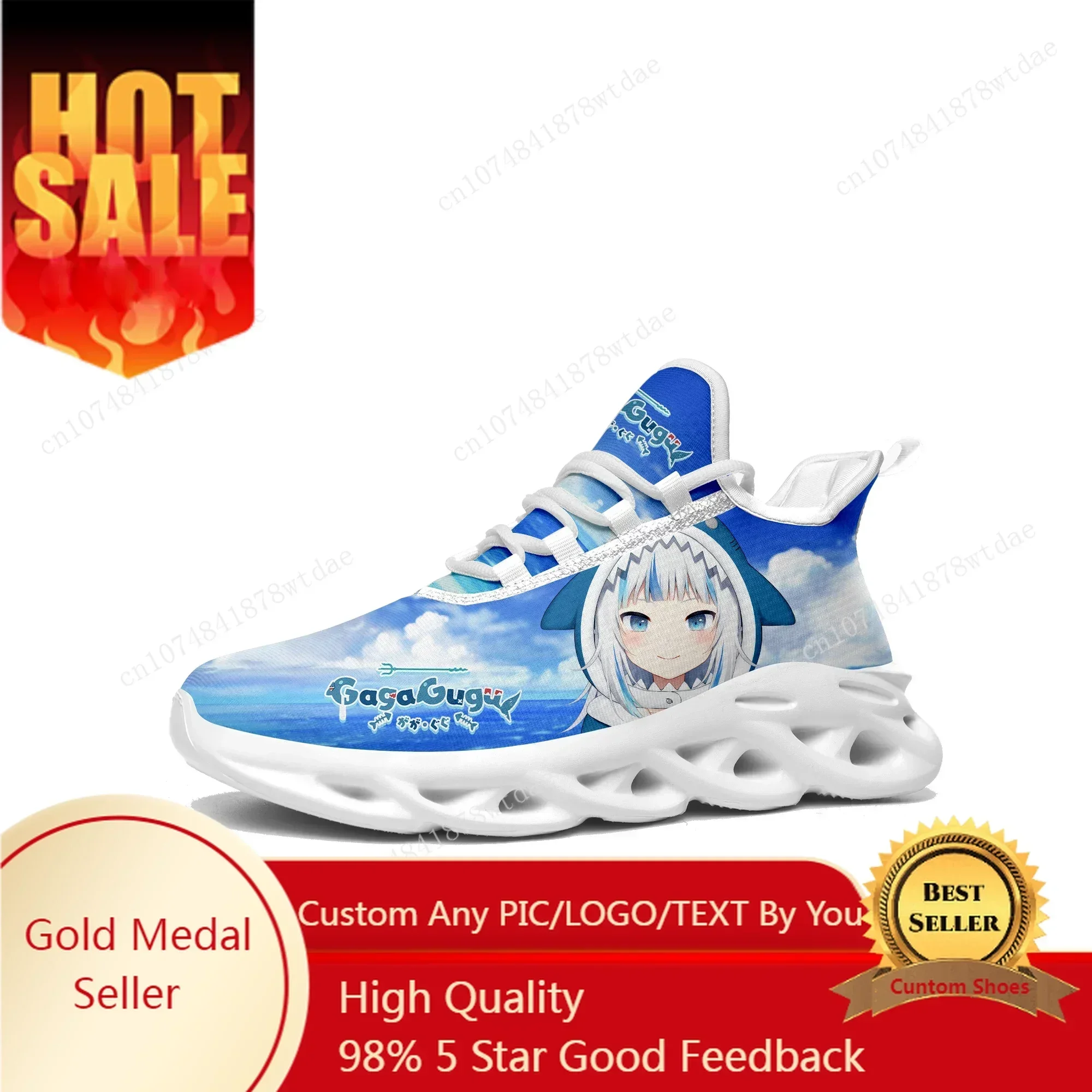 Gauru Gura Flats Sneakers Mens Womens Sports Running Shoes High Quality Cute Anime Cartoon Custom Lace Up Mesh Footwear