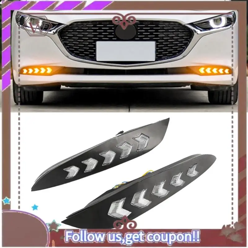 

A57E-Car DRL Daytime Running Light Turn Signal Indicator White Yellow Blue Light For Mazda Axela 2019-2020