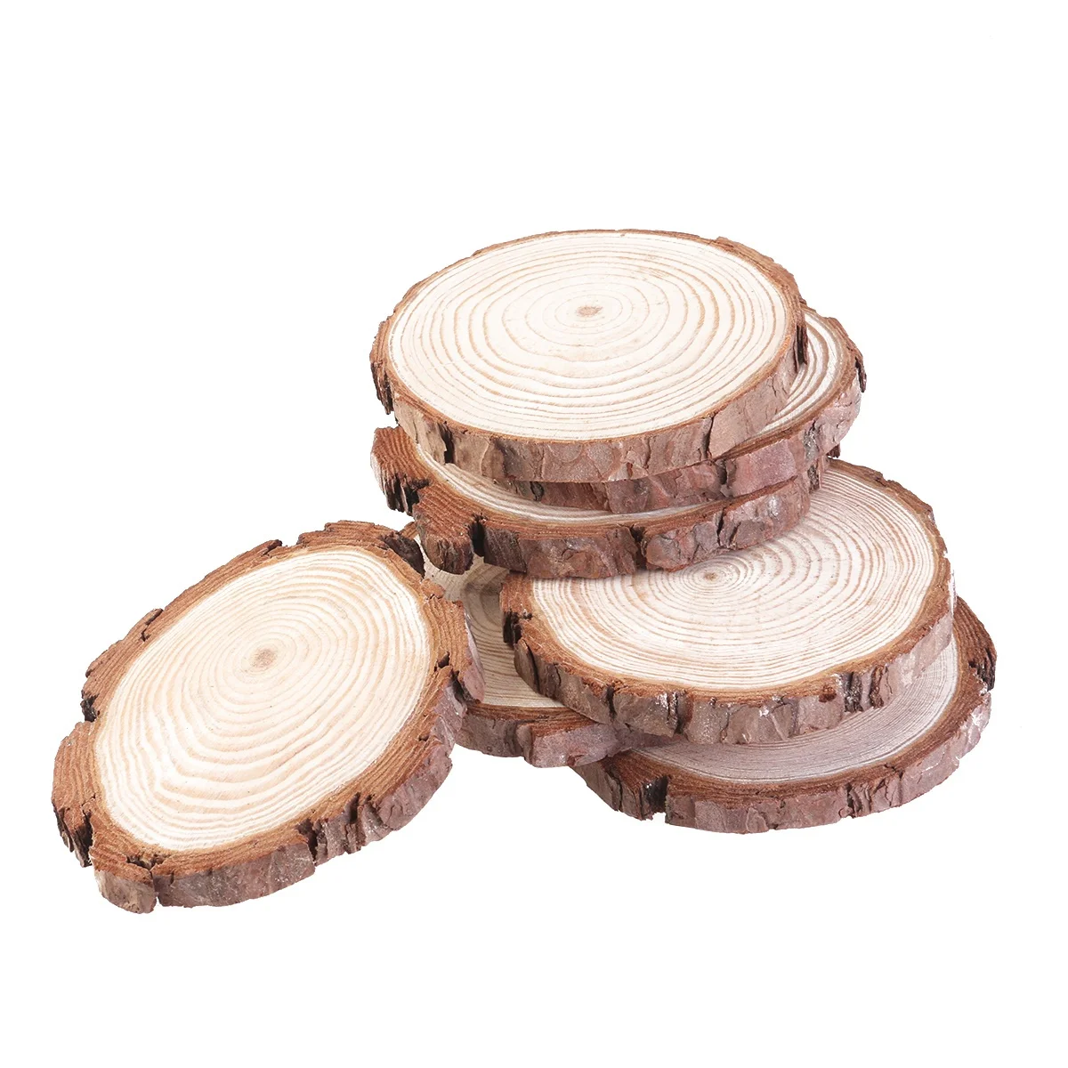 

5pcs 7-9Cm Wood Color Pinewood Slices Discs For Diy Crafts Wedding Decorations Natural Round Small Log Slices Wooden Craft