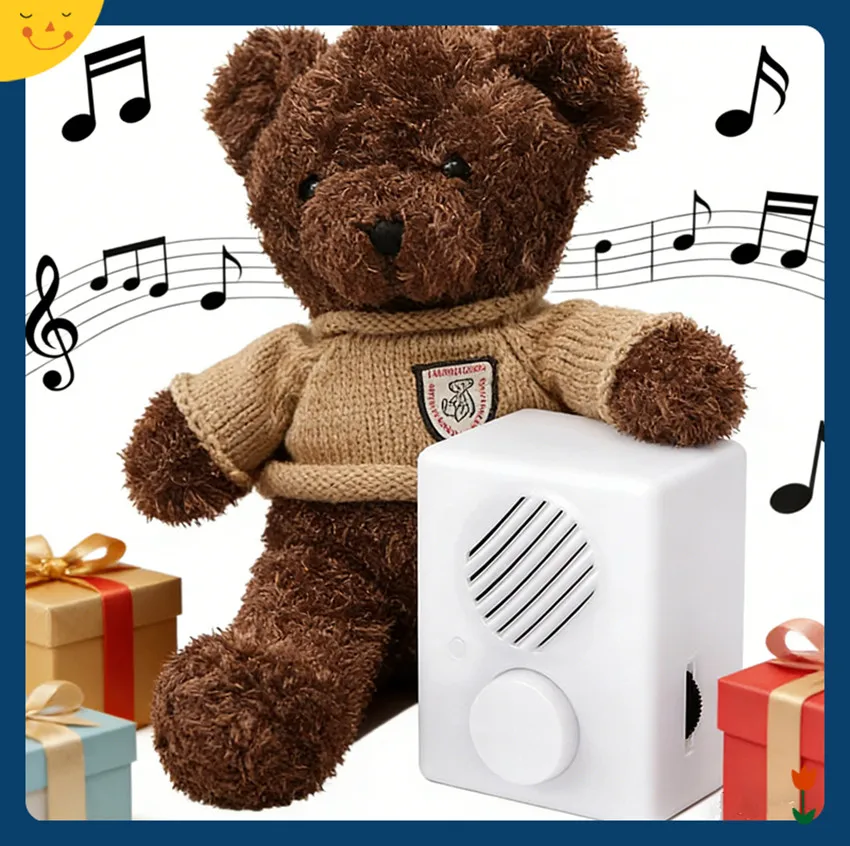Voice Box Set for Plush Dolls, 960 Seconds Voice Toy Recorder and 40 cm Plush Bear with Zipper for DIY Baby Gifts.