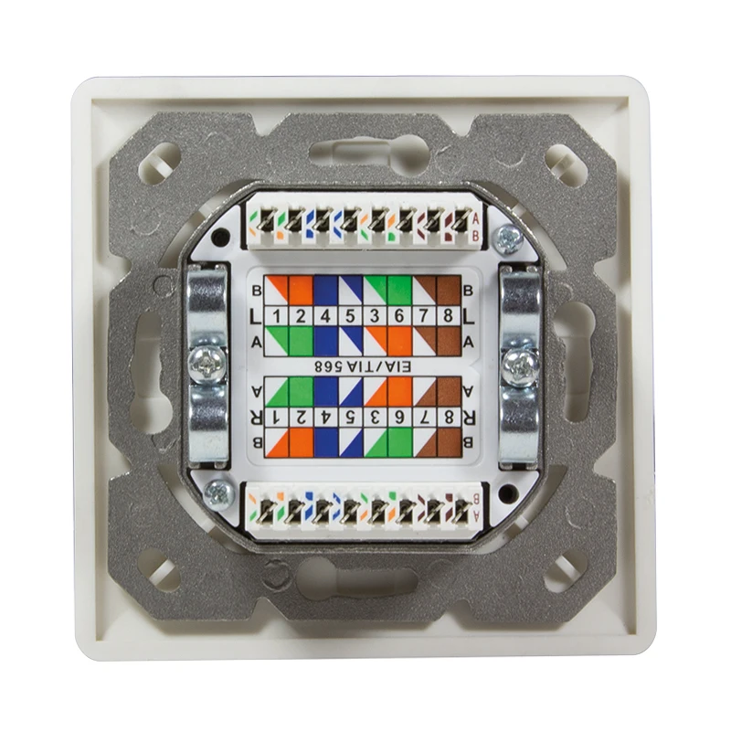 Linkwylan CAT6 Network Outlet 2-Ports Dual Port Surface Mount Box Wall Plate European Type German 80x80mm Face Plate Shielded