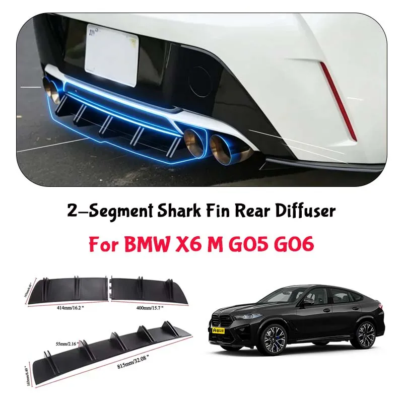 For BMW X6 M G05 G06 Shark Fin Rear Diffuser Split Chassis Spoiler Auto Aerodynamic Parts Aerodynamic Modification