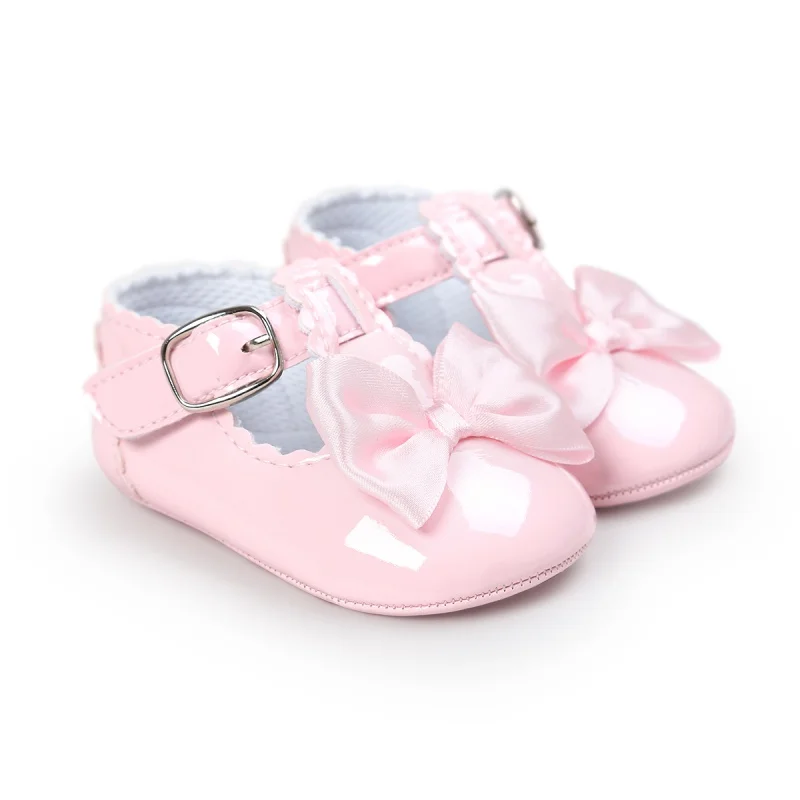 0-18M Pasgeboren Baby Meisjes Schoenen Pu Lederen Strik Gesp Eerste Wandelaars Baby Zachte Zolen Antislip Schoeisel Wieg Schoenen Prewalkers