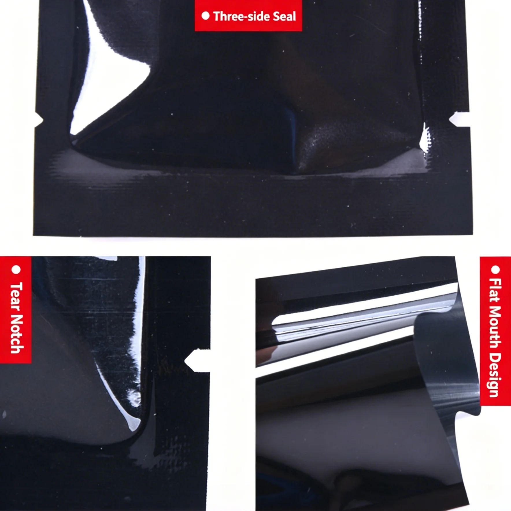 100PCS Black Aluminum Foil Flat Packing Pouches, Light Barrier Bags for Powder Cosmetic Sample Custom Logo Printing Support